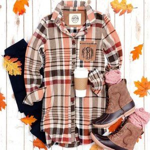 Marleylilly Pumpkin Plaid Layering Tunic No Personalization Plus Size 3X